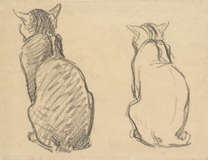 Twee studies van een kat, begin 20e eeuw