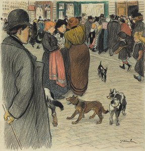 De Menigte Bekijken door Théophile Alexandre Steinlen