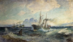 Duncan Grey en Nancy Grey in gevecht met walvis door Thorolf Holmboe