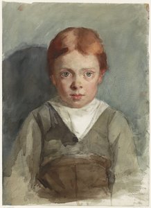 Portret van een jongetje met rood haar, van voren