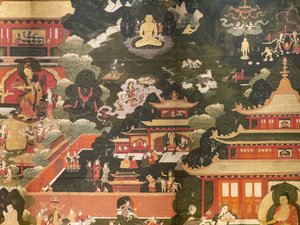 Scènes uit het leven van de Boeddha Shakyamuni door Tibetan School