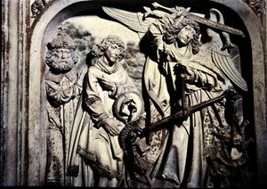 Graf van Hendrik II (973-1024) en zijn vrouw Kunigunde, detail van het wegen van het hart van Hendrik II in aanwezigheid van St. Laurentius