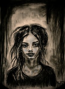 Portret met donkere blik