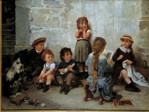 Het spannende fragment: kinderen luisteren naar een boek door Timoleon Marie Lobrichon