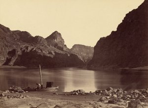 Black Cañon, Colorado-rivier, vanuit kamp 8, kijkend naar boven door Timothy H. OSullivan