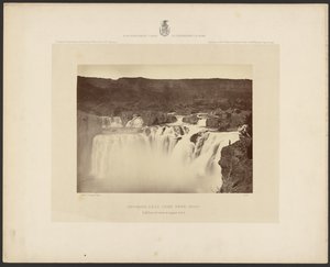 Shoshone watervallen, Snake River, Idaho, volledig zijaanzicht op bovenste niveau door Timothy H. OSullivan