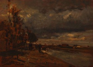 Kanaal in Nederland, 1885 door Tina Blau