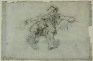 Liggend mannelijk naakt, voorovergebogen door Tintoretto