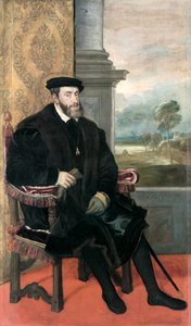 Zittend portret van keizer Karel V