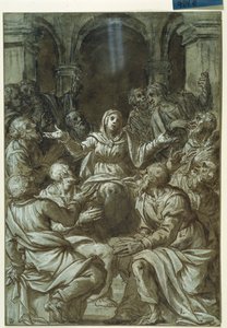 De Maagd Maria met Apostelen van Santo Spirito door Titian (c.1488 1576)