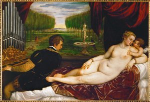 Venus, Cupido en een organist ... (schilderij op doek)