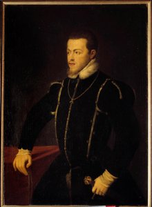 Portret van Filips II, koning van Spanje en Portugal. Schilderij door Tiziano Vecellio, genaamd de Titiaan. 16e eeuw door Tiziano Vecelli