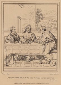 Jezus met de Twee Discipelen in Emmaüs, Lucas door Tiziano Vecelli