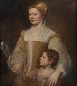 Portret van een dame en haar dochter
