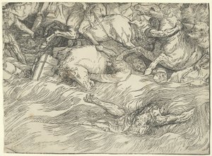 De onderdompeling van het leger van de Farao in de Rode Zee door Titian