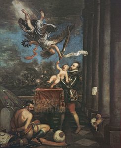Allegorie van de Slag bij Lepanto, 1573-1575 door Tiziano Vecelli