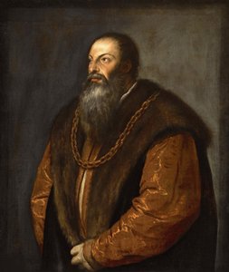 Portret van Pietro Aretino, ca. 1537 door Tiziano Vecelli