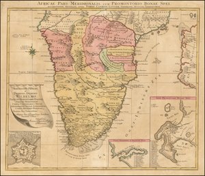 Kaart van zuidelijk Afrika uit 1778 door Tobias Conrad Lotter door Tobias Conrad Lotter