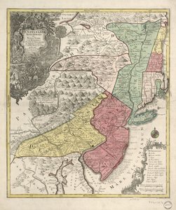 Kaart van New England en noordelijke Chesapeake regio (vertekend)