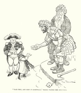 "Neem dit, en bewaar het zorgvuldig," waarschuwde Magog haar plechtig (litho)