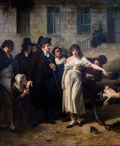 Dokter Pinel bevrijdt de krankzinnigen in Salpêtrière in 1795 door Tony Robert Fleury