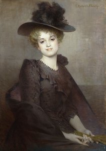 Portret van een zittende vrouw door Tony Robert Fleury
