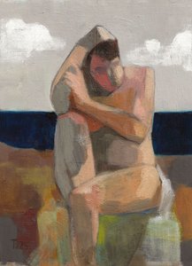 Contemplatieve strandfiguur