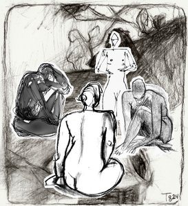 Schets van contemplatieve figuren