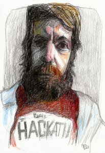 Tekening van een man met een volle baard