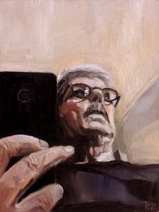 Geschilderd selfieportret door Tore Bahnson
