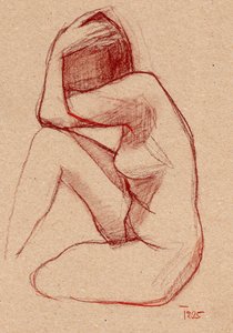 Peinzende naaktstudie