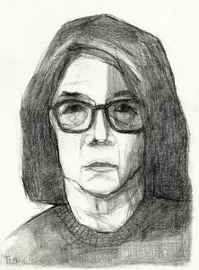 Portret van een peinzende vrouw door Tore Bahnson