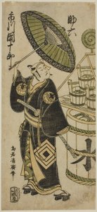 De acteur Ichikawa Danjuro IV als Sukeroku in het stuk "Choseiden Fudan-zakura," uitgevoerd in het Nakamura Theater in de vierde maand, 1756 door Torii Kiyohiro