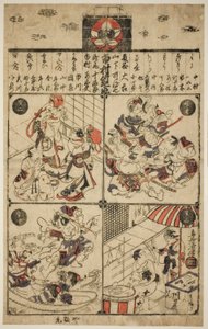 Een Poster voor het Ichimura Theater (Ichimuraza tsuji banzuke) door Torii Kiyomasu II