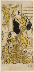De acteurs Ichikawa Danjuro II en Sodesaki Iseno I door Torii Kiyomasu II