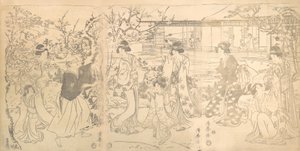 Scène uit de Chushingura-wraak van de 47 loyale detailhandelaren, ca. 1820 door Torii Kiyomine