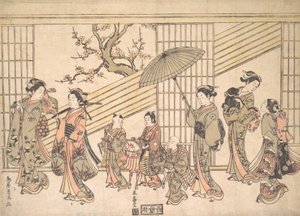 Kinderen spelen een Daimyo-processie na door Torii Kiyomitsu