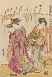 Een Waaier die een Verspreide Storm Suggerereert door Torii Kiyonaga