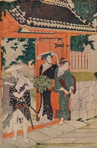 Een plotselinge bui bij het Mimeguri Inari-heiligdom, 1787