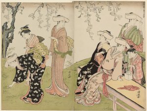 Een uitje in de lente, uit de serie Een Brokaat van Oosterse Manieren (Fuzoku azuma no nishiki) door Torii Kiyonaga