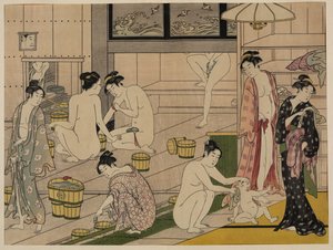 Badhuis, ca. 1785 door Torii Kiyonaga