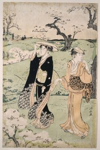 Kersenbloesem kijken op de berg Asuka door Torii Kiyonaga