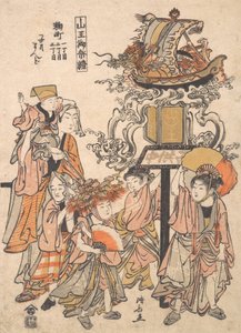 Lantaarnoptocht voor kinderen, Kojimachi 1,2, 3-chome blokvereniging, Sanno Festival, ca. 1780 door Torii Kiyonaga
