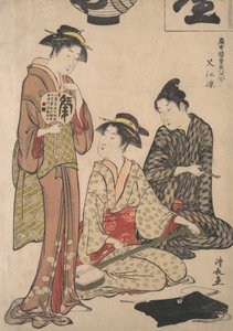 Genieten van de avondkoelte in Nakasu, ca. 1782-83