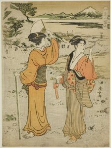 Enoshima, uit de serie "Mount Fuji in de Vier Seizoenen (Shiki no Fuji)" door Torii Kiyonaga