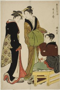 Bloemen van het Doteshita-district (Dotebana), uit de serie "Een verzameling hedendaagse schoonheden van de plezierwijken (Tosei yuri bijin awase)"