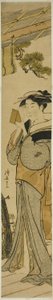 Geisha brengt make-up aan door Torii Kiyonaga