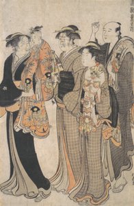 Moeder Draagt Haar Babymeisje naar de Miya Mairi, ca. 1784 door Torii Kiyonaga