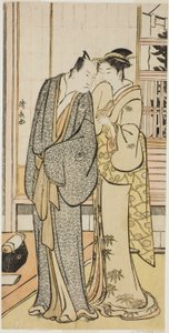 De acteur Ichikawa Yaozo III met een geisha, uit een ongetitelde serie prenten die acteurs in hun privéleven tonen door Torii Kiyonaga
