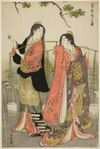 De Zoutmeisjes van Suma, uit de serie "Een Brokaat van Oosterse Manieren" door Torii Kiyonaga